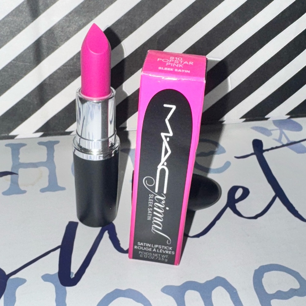 NIB NWT MAC Macximal Sleek Satin Lipstick 810 POPSTAR PINK  0.12 oz Full Size
